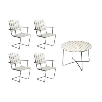 Ensemble Salle à Manger Grythyttan blanc 9A Ø100cm + 4x A2 - Grythyttan Stålmöbler