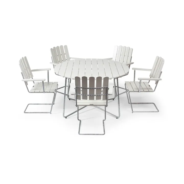 Ensemble Salle à Manger Grythyttan blanc 9A Ø120cm + 5pcs A2 - Grythyttan Stålmöbler