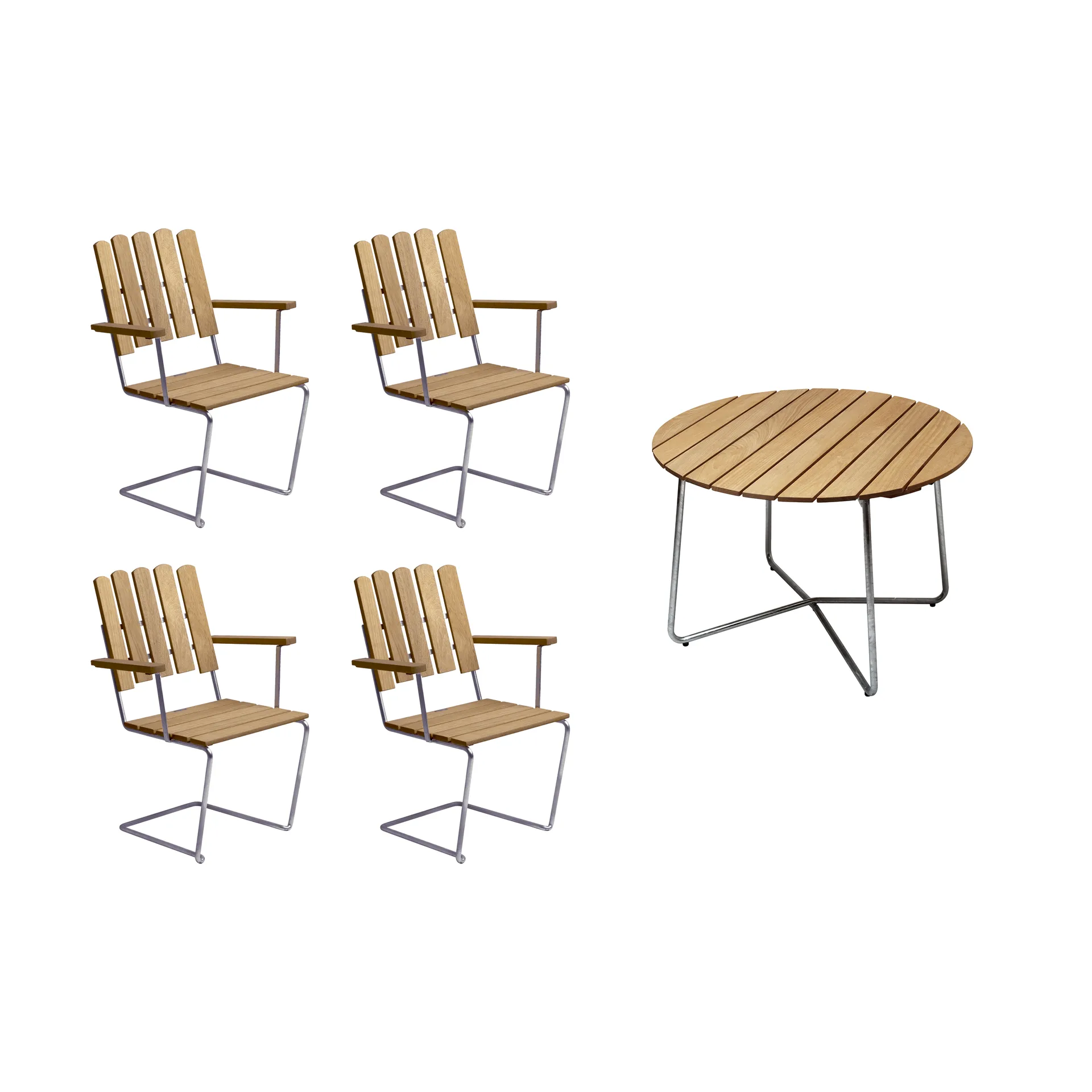Ensemble Salle à Manger Grythyttan chêne 9A Ø100cm + 4x A2,  Grythyttan Stålmöbler