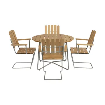 Ensemble Salle à Manger Grythyttan pin 9A Ø100cm + 4x A2 - Grythyttan Stålmöbler