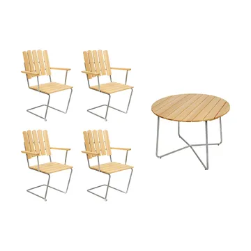 Ensemble Salle à Manger Grythyttan pin 9A Ø100cm + 4x A2 - Grythyttan Stålmöbler