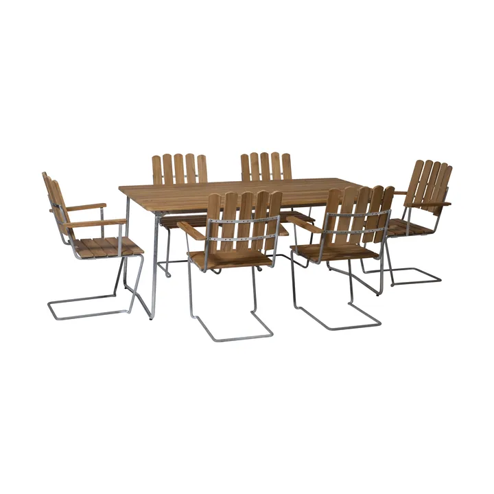 Ensemble Salle à Manger Grythyttan teck B31 170 cm + 6 A2 - Grythyttan Stålmöbler