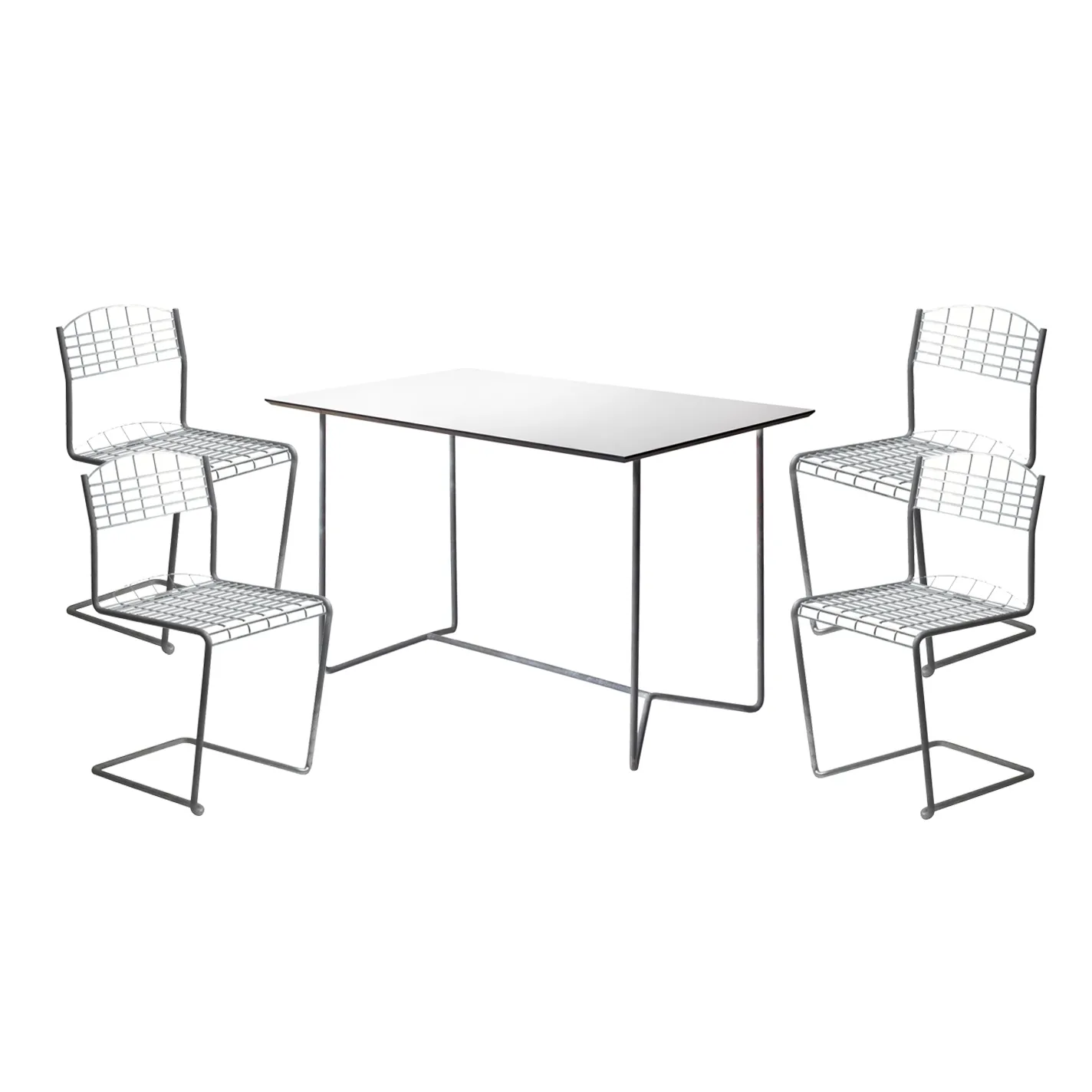 Ensemble Salle à Manger High Tech - table rectangulaire,  Grythyttan Stålmöbler