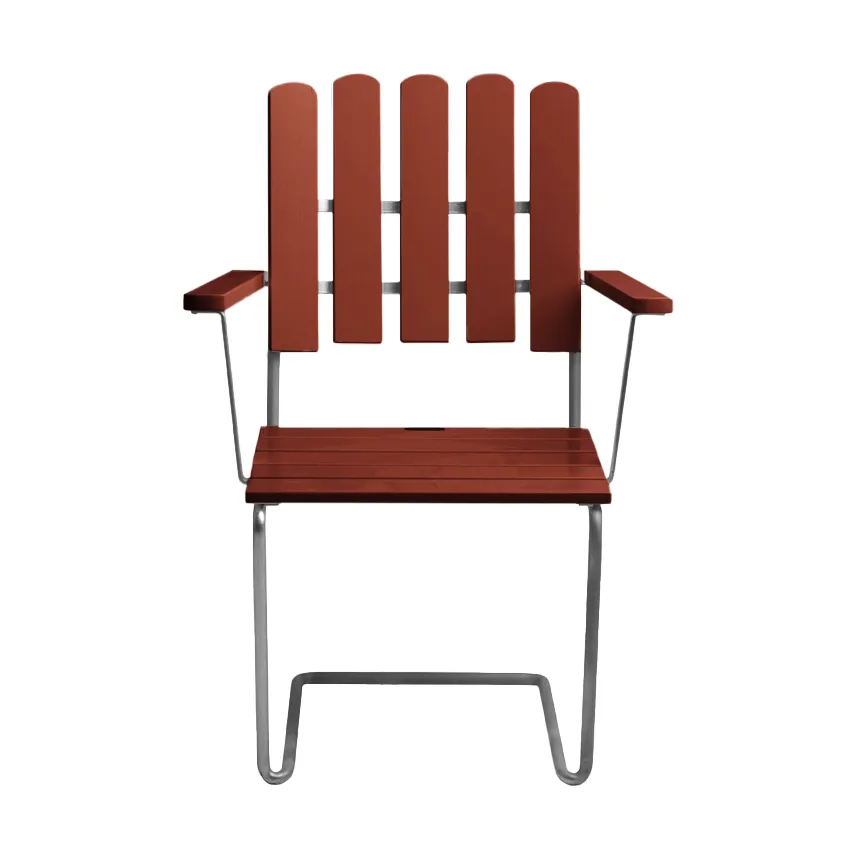 Fauteuil A2, Chêne laqué rouge foncé-châssis galvanisé à chaud Grythyttan Stålmöbler