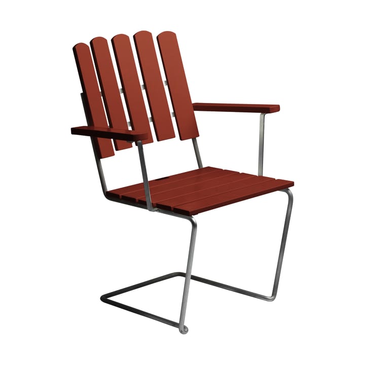 Fauteuil A2 - Dark red lacquered oak-galvanized base - Grythyttan Stålmöbler