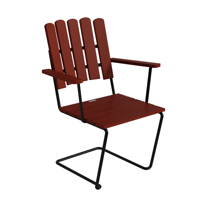 Fauteuil A2 - Structure en chêne laqué rouge foncé et acier noir - Grythyttan Stålmöbler