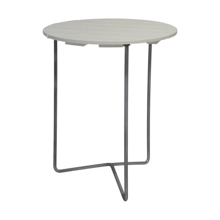 Table 6B - Chêne laqué blanc - pieds galvanisés, Ø60 cm - Grythyttan Stålmöbler