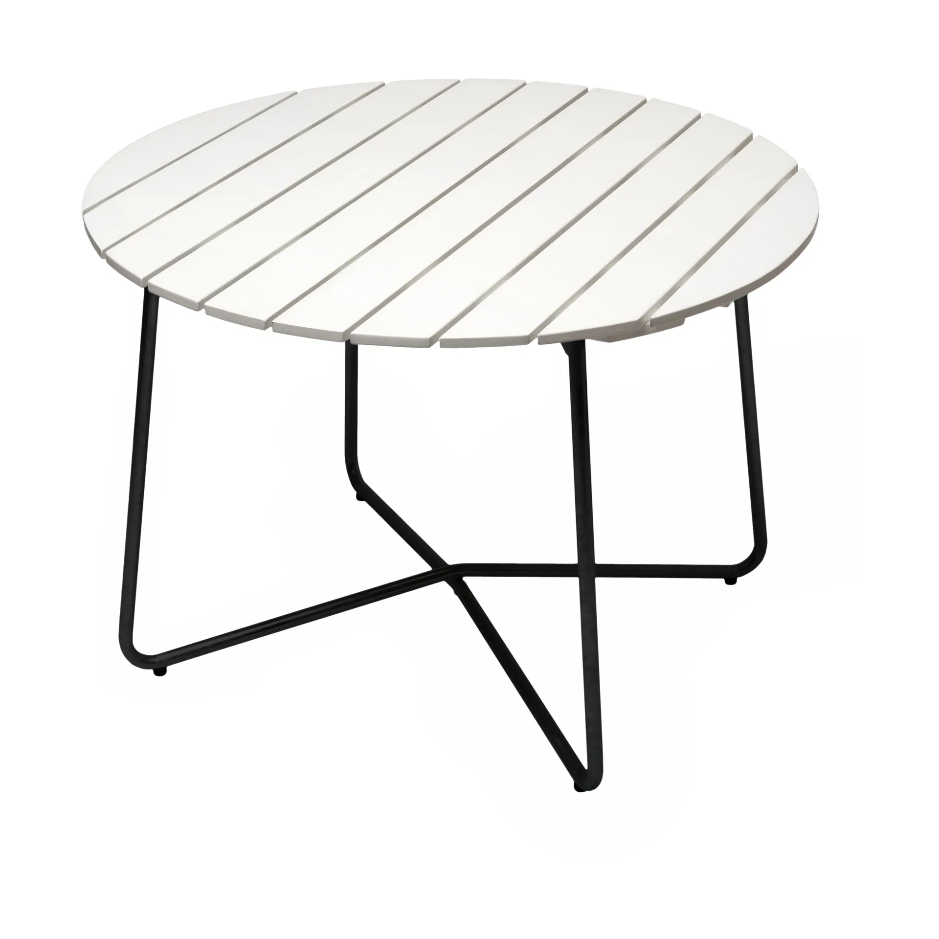 Table à manger 9A, Chêne laqué blanc-noir, Ø100 cm Grythyttan Stålmöbler