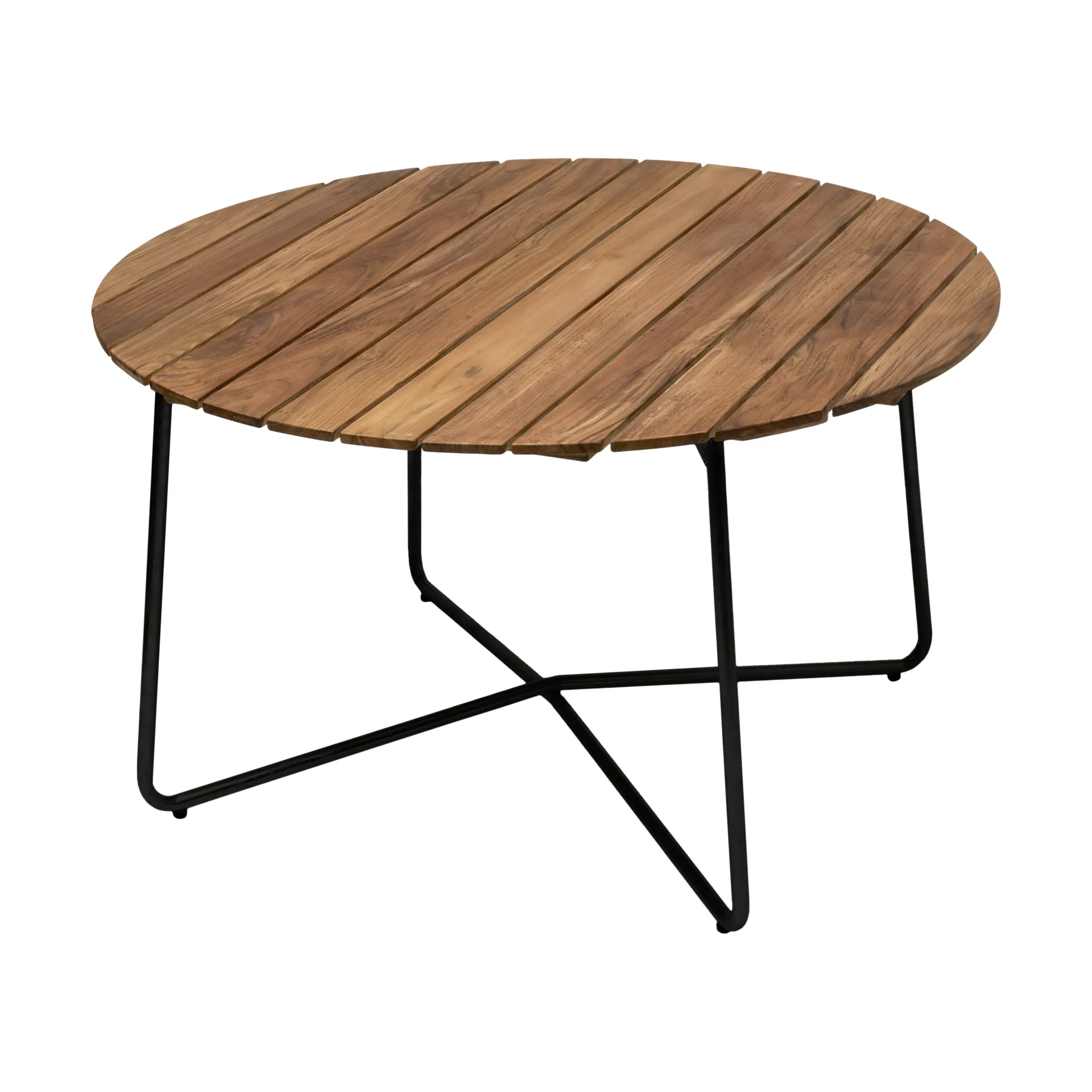 Table à manger 9A, Teck non traité-noir, Ø120 cm Grythyttan Stålmöbler