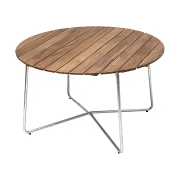 Table à manger 9A - Teck-structure en acier avec galvanisation à chaud Ø120 cm - Grythyttan Stålmöbler
