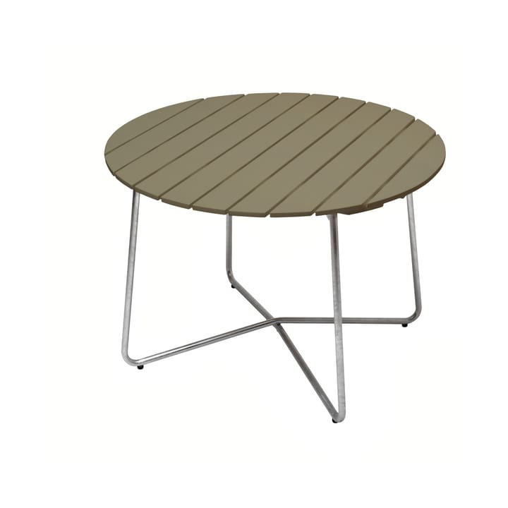 Table à manger 9A - Vert clair chêne-acier galvanisé, Ø100 cm - Grythyttan Stålmöbler
