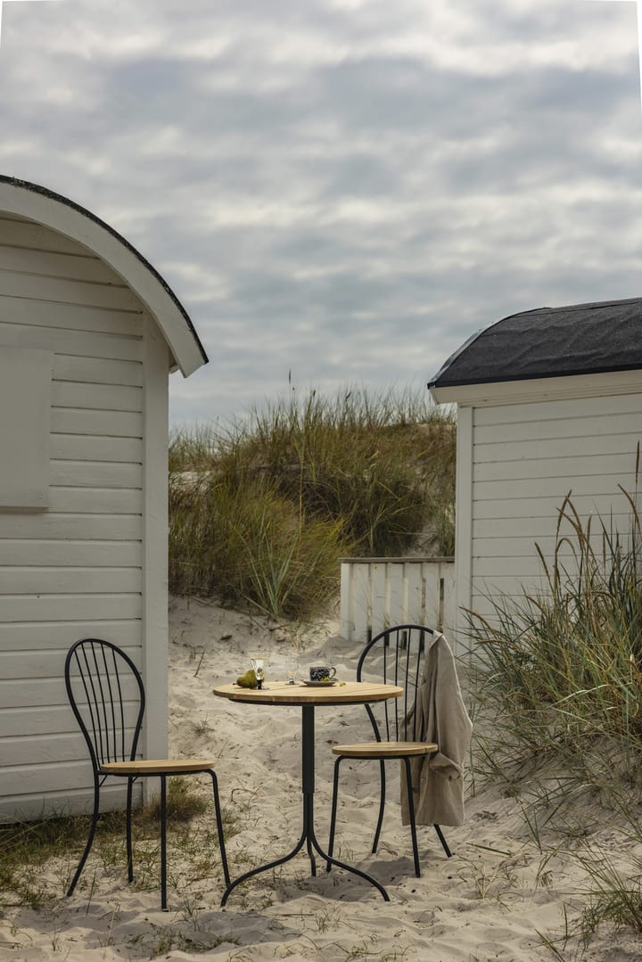 Table Akleja Ø65cm - Teck - structure en gris foncé - Grythyttan Stålmöbler