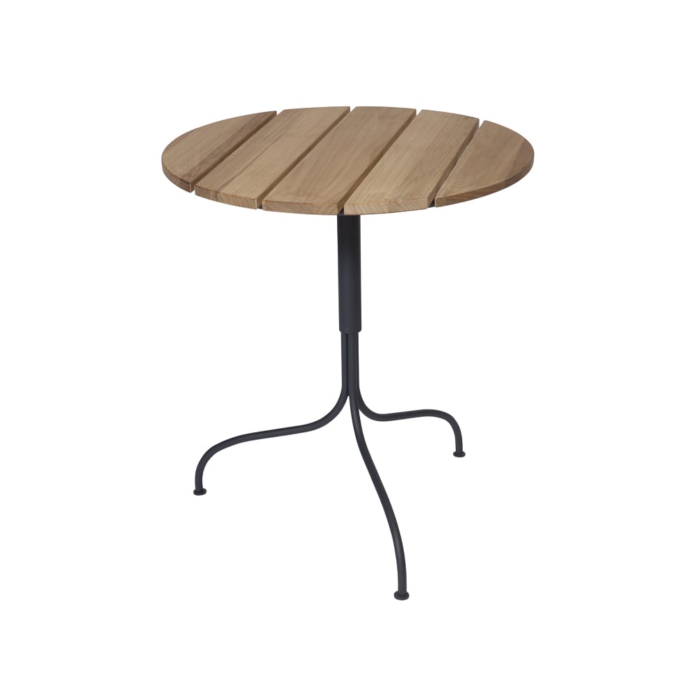 Grythyttan Stålmöbler Table Akleja o65cm Teck - structure en gris foncé