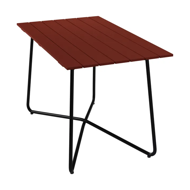 Table B25A - Structure en chêne laqué rouge foncé et acier noir, 120x70 cm - Grythyttan Stålmöbler