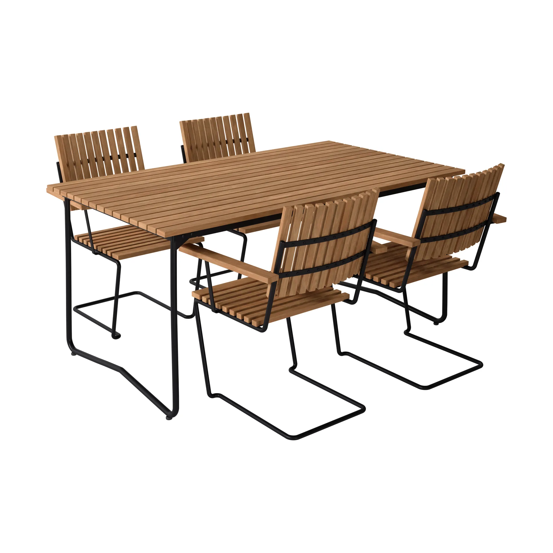 Table Bovik + 4 chaises teck-black,  Grythyttan Stålmöbler