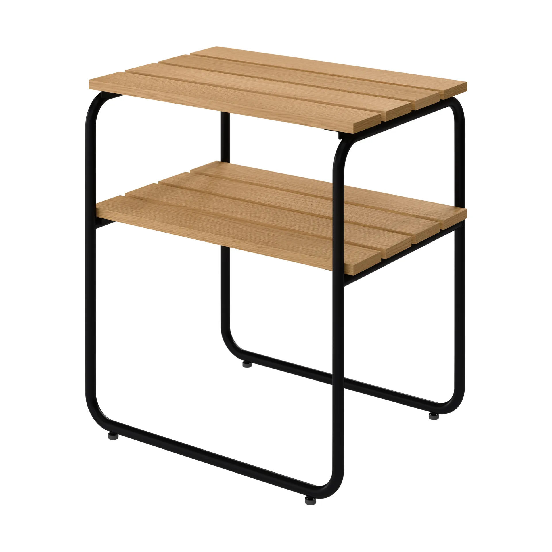 Table d’appoint L45, Structure en chêne huilé et acier noir, 45x32 cm Grythyttan Stålmöbler
