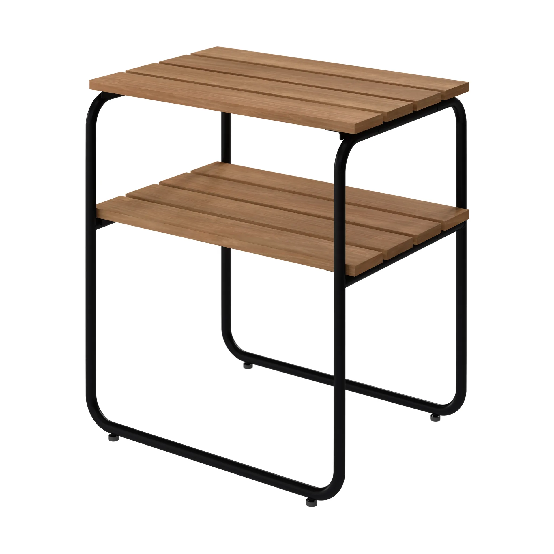 Table d’appoint L45, Structure en teck et acier noir, 45x32 cm Grythyttan Stålmöbler