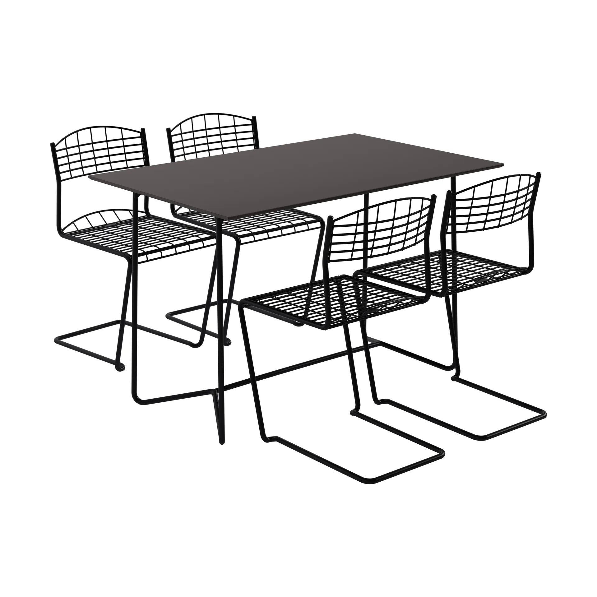 Table High tech 110 cm + 4 chaises High tech black,  Grythyttan Stålmöbler