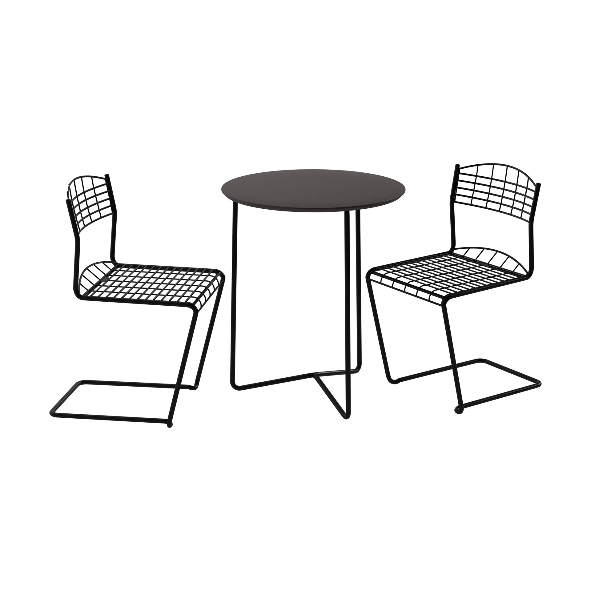 Table High tech Ø60 cm + 2 chaises High tech black,  Grythyttan Stålmöbler