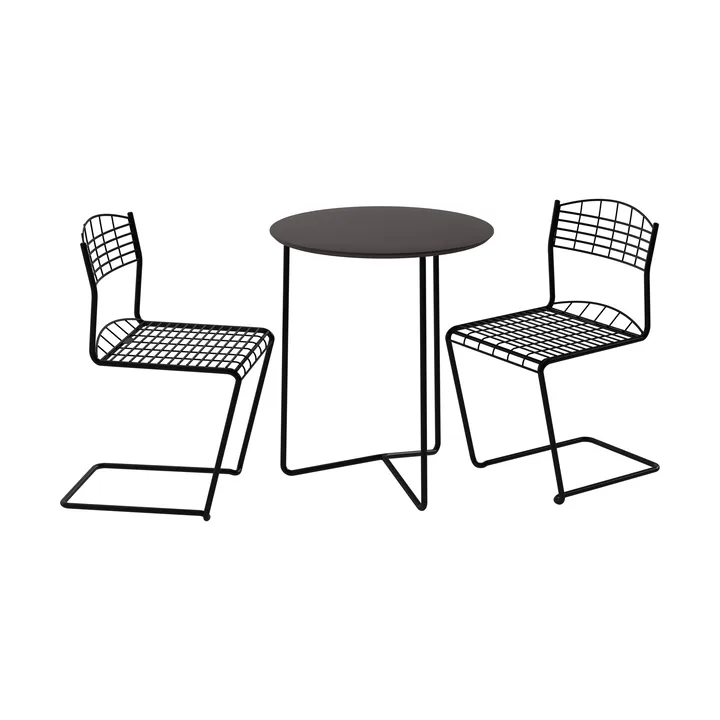 Table High tech Ø60 cm + 2 chaises High tech black - Grythyttan Stålmöbler