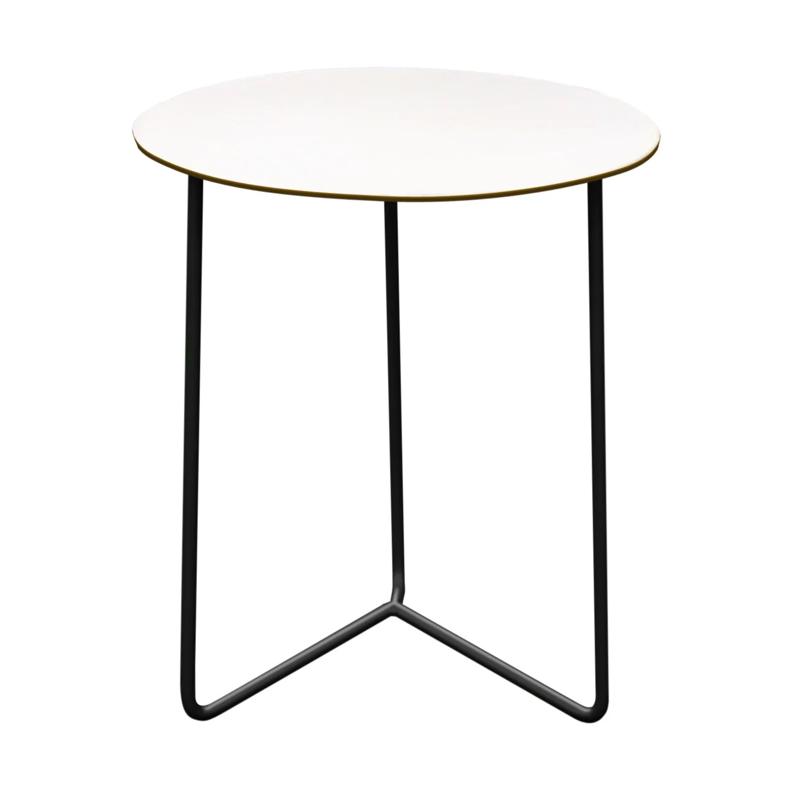 Table High Tech, Blanc stratifié compact-noir, Ø60 cm Grythyttan Stålmöbler