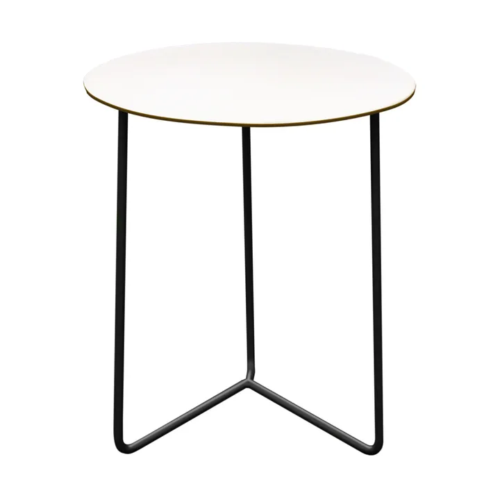 Table High Tech - Blanc stratifié compact-noir, Ø60 cm - Grythyttan Stålmöbler