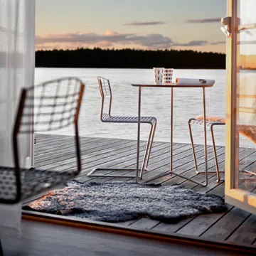 Table High Tech - Blanc-structure noire, Ø60 cm - Grythyttan Stålmöbler
