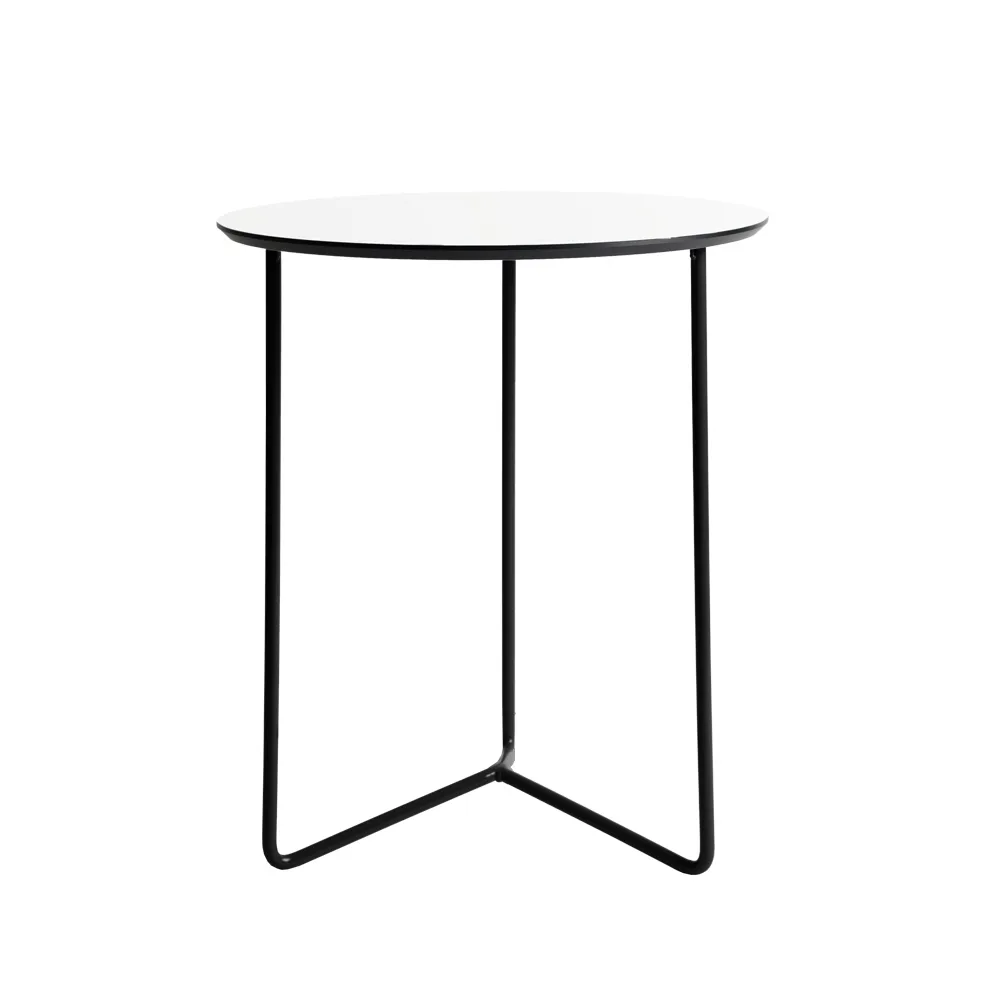 Table High Tech, Blanc-structure noire, Ø60 cm Grythyttan Stålmöbler