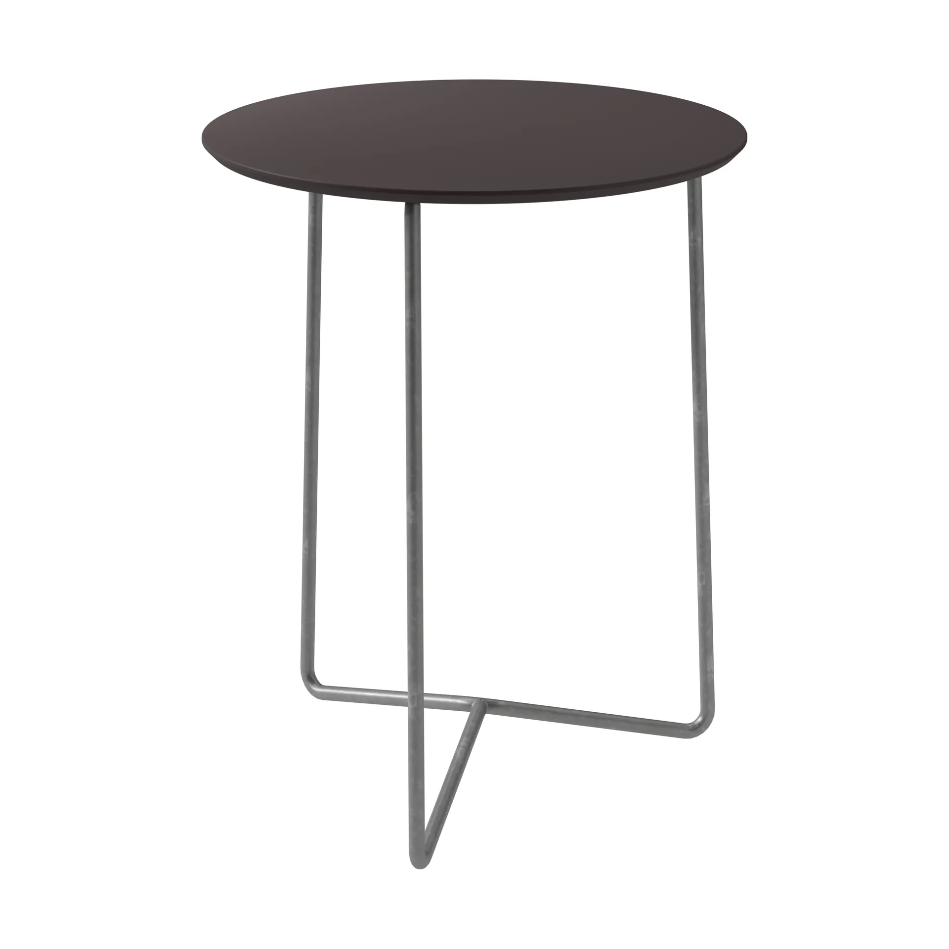 Table High Tech, Structure en laminé compact Charcoal et acier galvanisé, Ø60 cm Grythyttan Stålmöbler