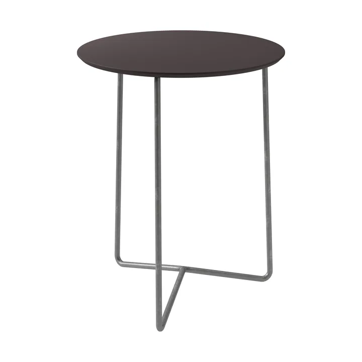Table High Tech - Structure en laminé compact Charcoal et acier galvanisé, Ø60 cm - Grythyttan Stålmöbler