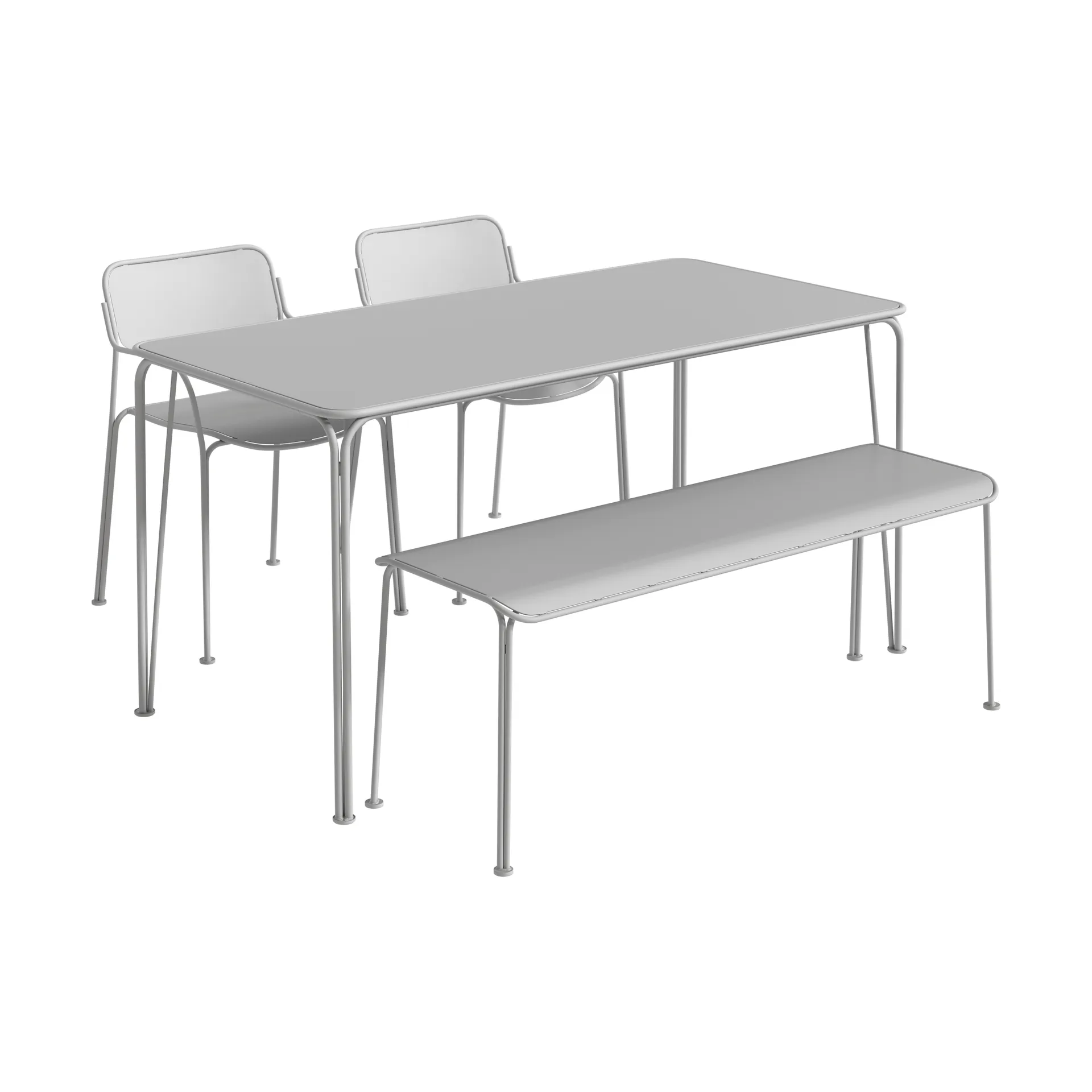 Table Libelle 140 + 2 chaises + banc grey,  Grythyttan Stålmöbler
