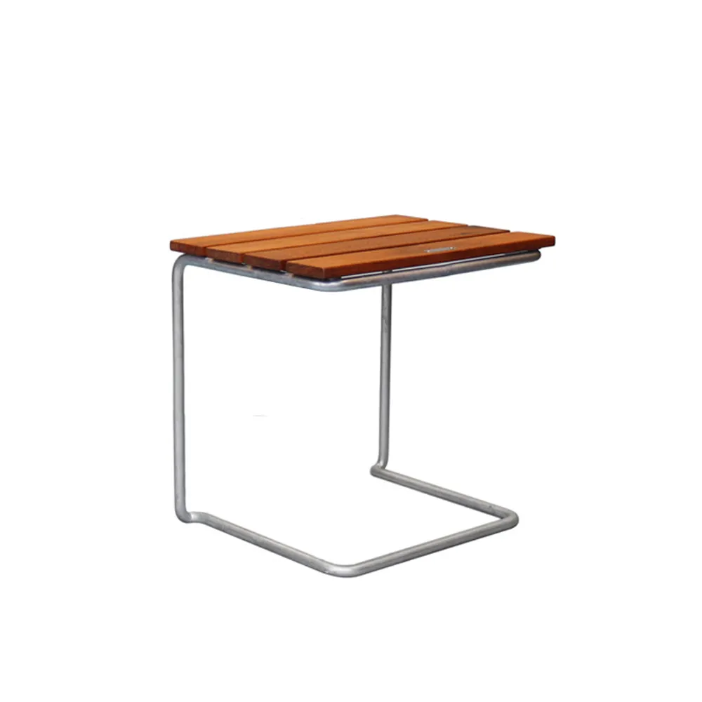 Table/tabouret A3, Teck-structure en acier avec galvanisation à chaud Grythyttan Stålmöbler