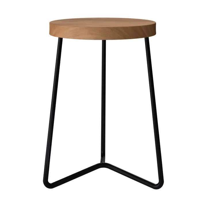 Tabouret V-1 - Structure en teck et acier noir, 45 cm - Grythyttan Stålmöbler