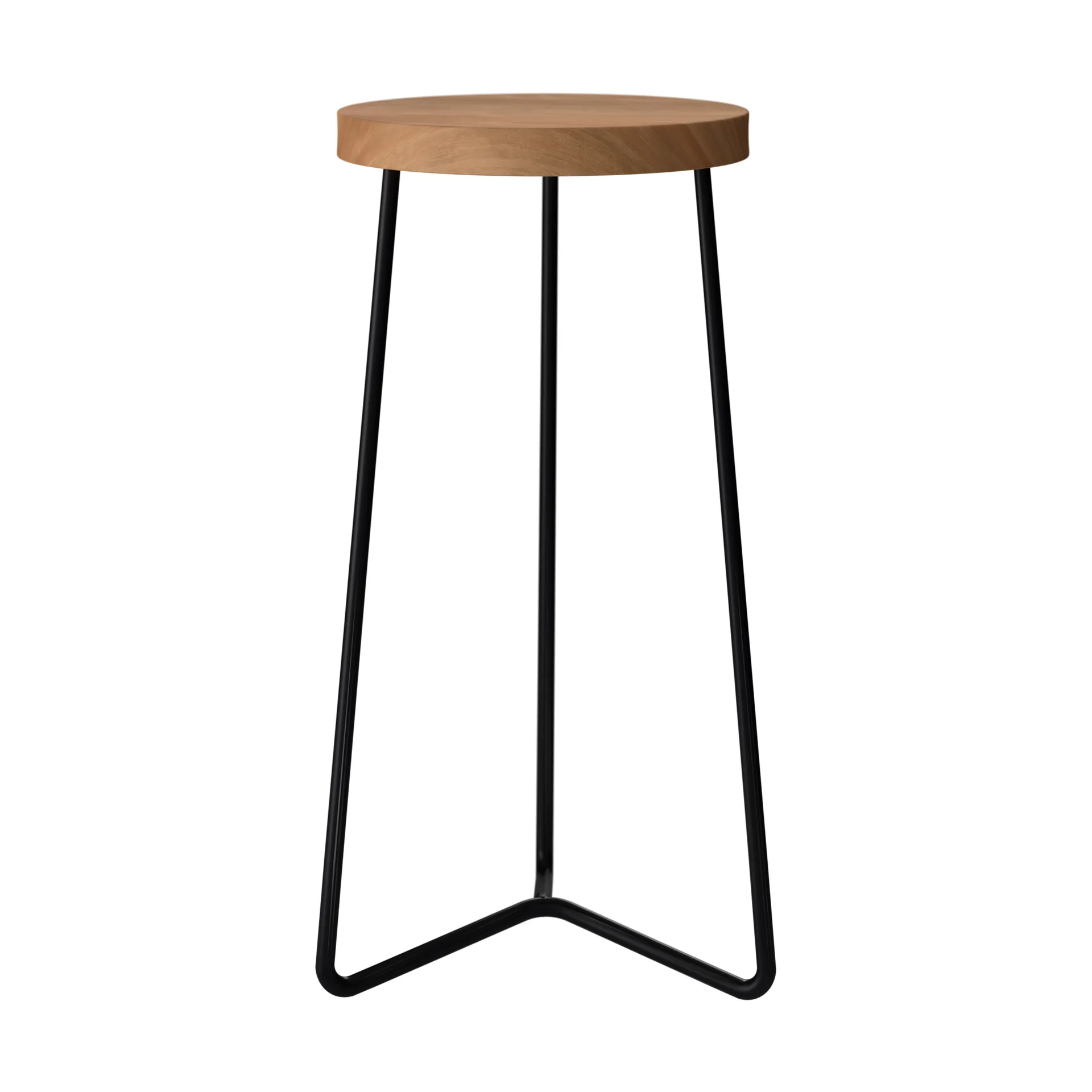 Tabouret V-1, Structure en teck et acier noir, 63 cm Grythyttan Stålmöbler