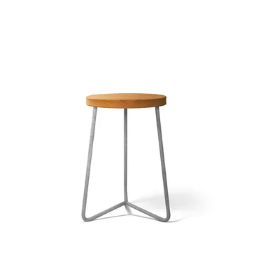 Tabouret V-1 - Teck-structure en acier avec galvanisation à chaud, 45 cm - Grythyttan Stålmöbler