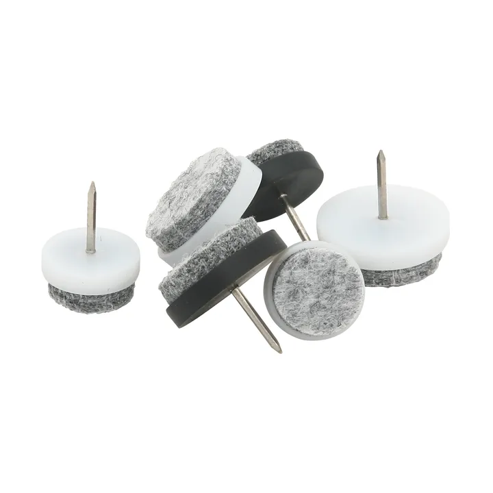 Lot de 8 patins de meuble avec clou Guardian Ø20 mm - Noir - Guardian