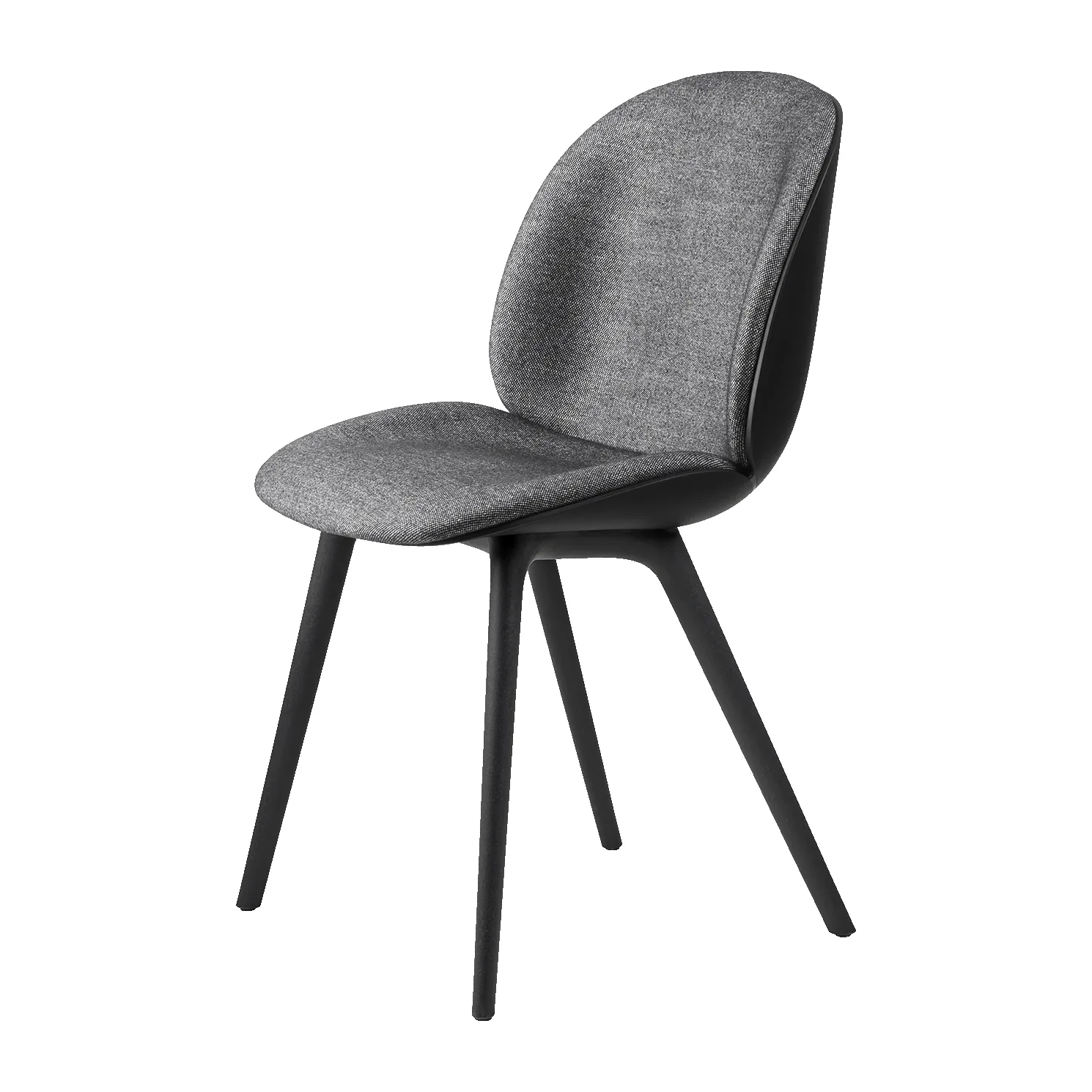 Beetle dining chair front upholstered plastic base, Plain 0023-black GUBI