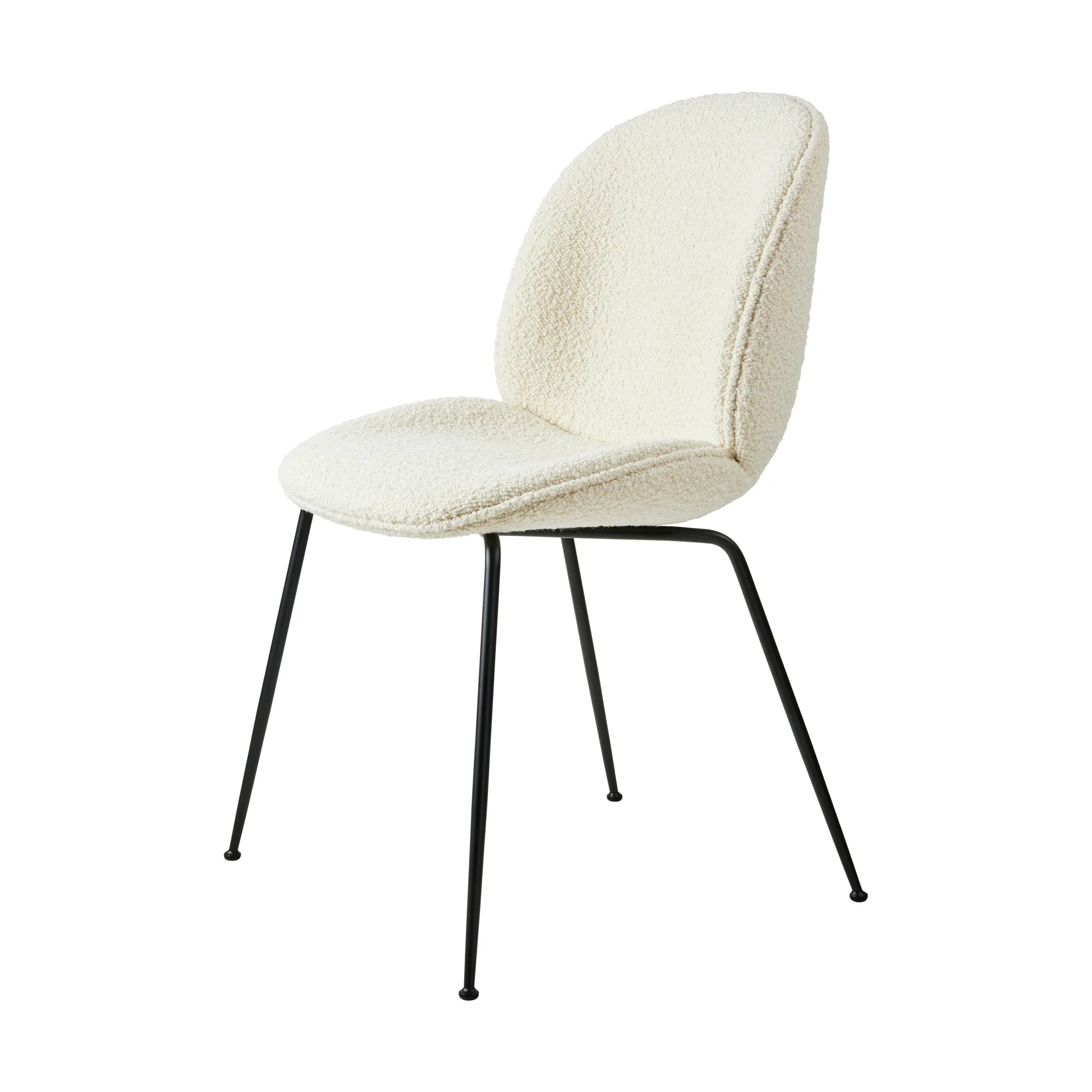 Beetle dining chair fully upholstered conic base, Karakorum 001-structure noire GUBI