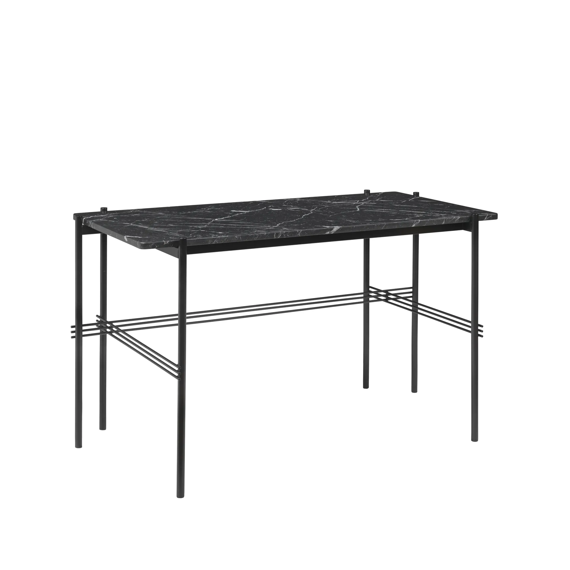 Bureau TS Desk, marble black, acier noir laqué GUBI