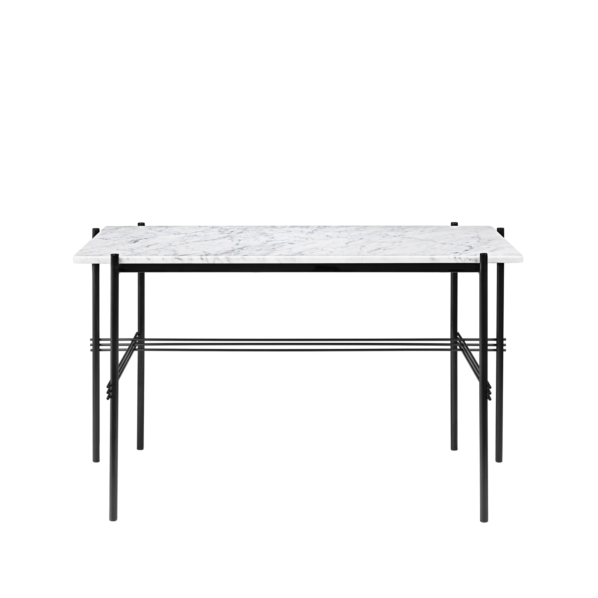 Bureau TS Desk, marble white, acier noir laqué GUBI