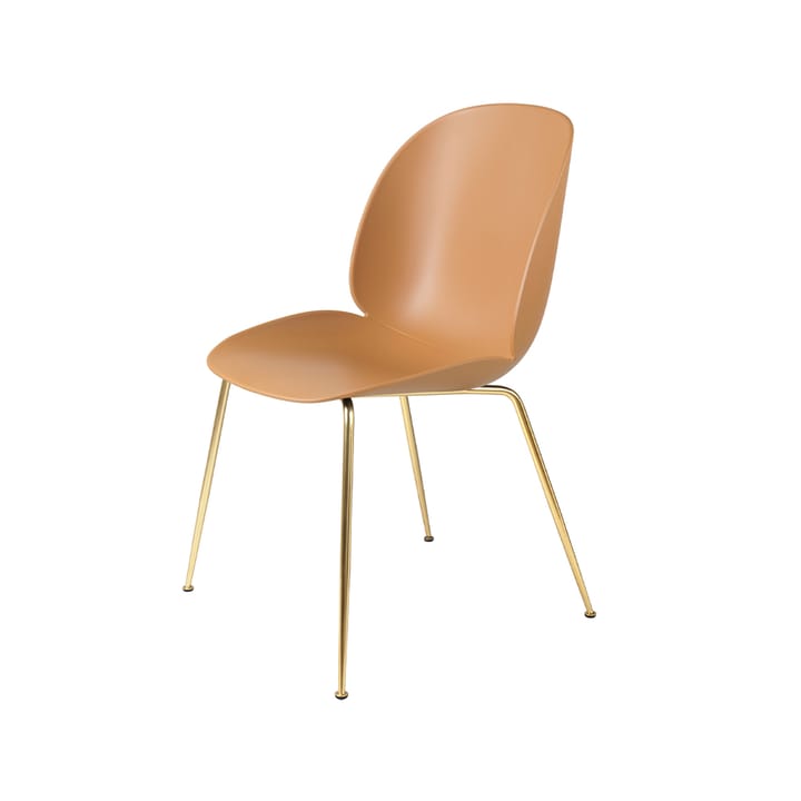 Chaise Beetle - amber brown, structure en laiton - GUBI