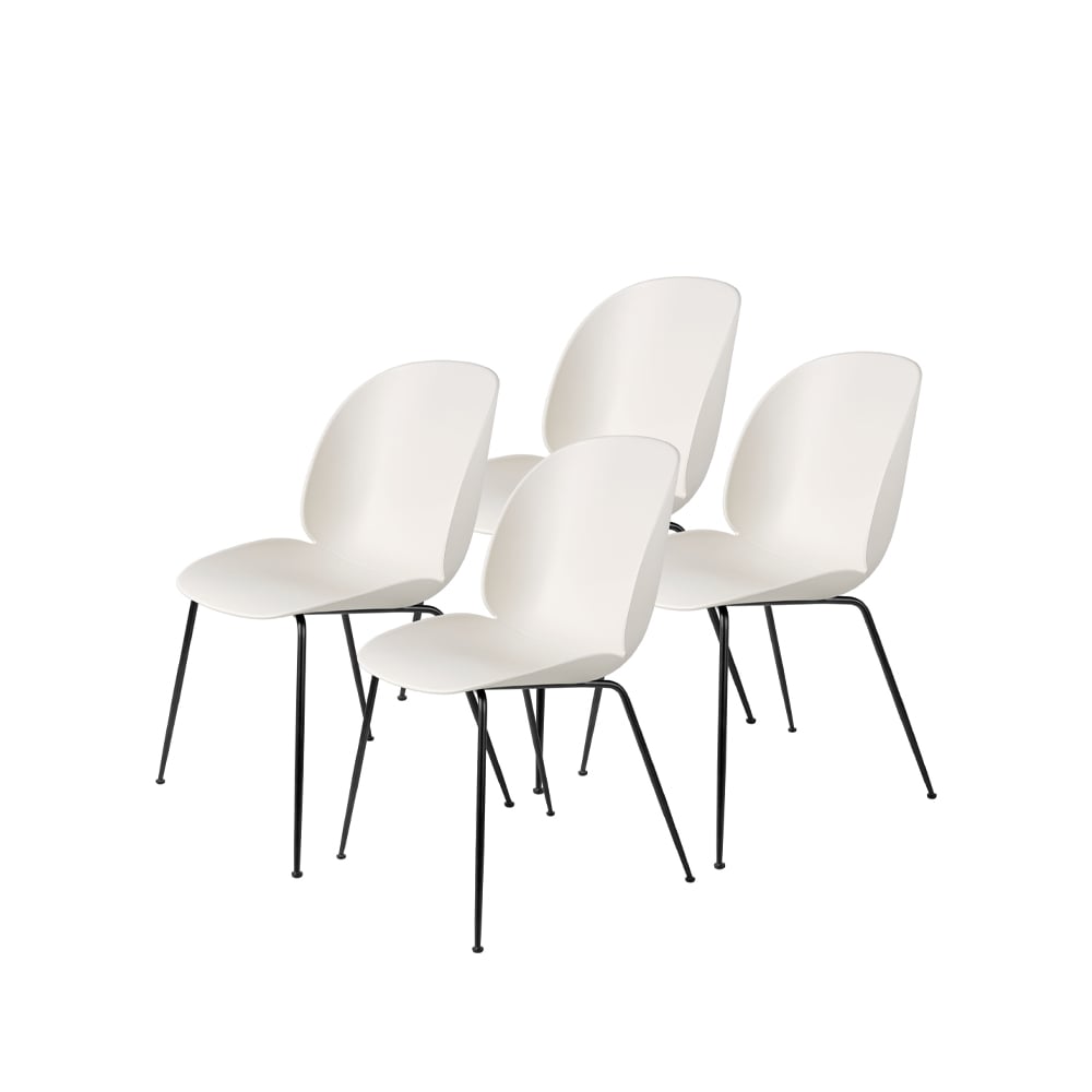 GUBI Chaise Beetle Lot de 4 alabaster white, structure en acier noir