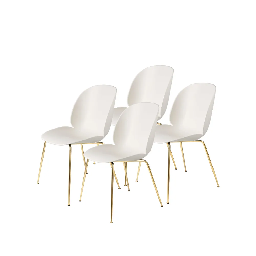 Chaise Beetle Lot de 4, Alabaster white-structure en laiton GUBI