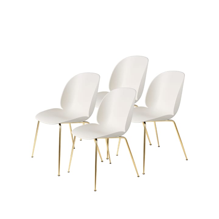 Chaise Beetle Lot de 4 - Alabaster white-structure en laiton - GUBI