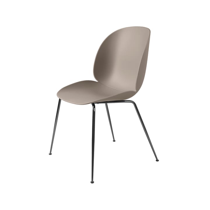 Chaise Beetle - new beige, structure en acier chromé noir - GUBI