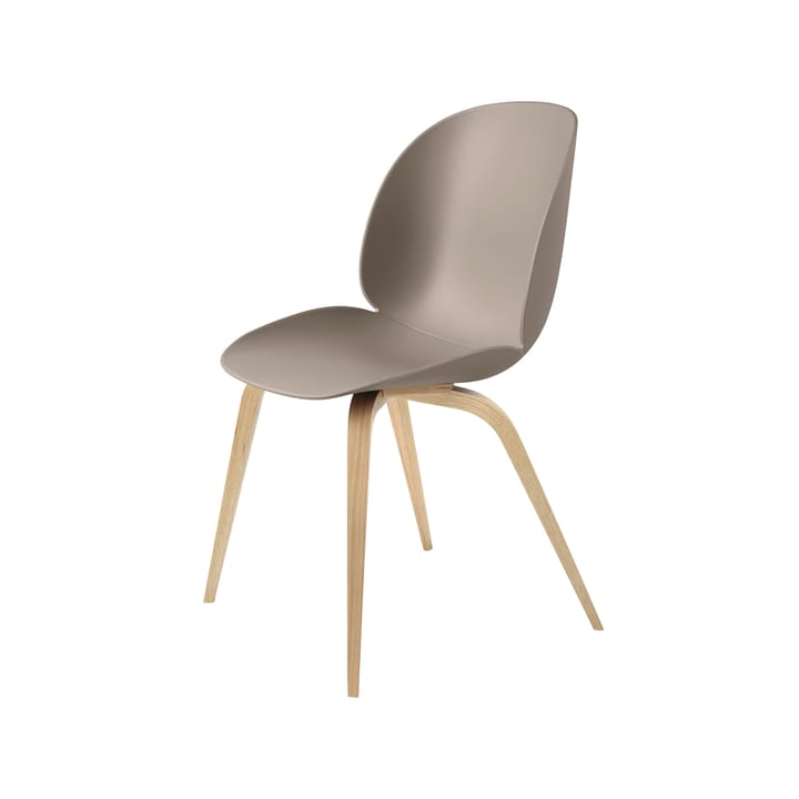 Chaise Beetle - Nouveau beige, support en chêne laqué mat - GUBI