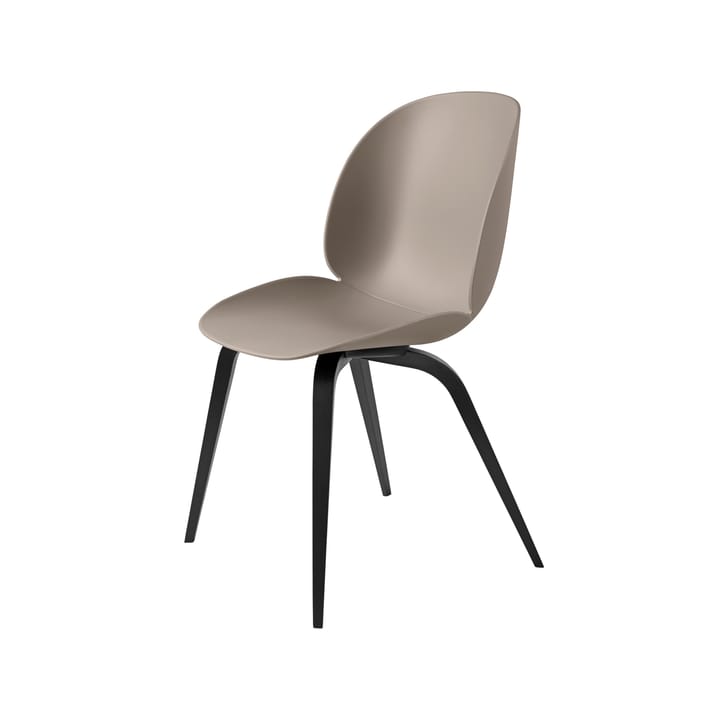 Chaise Beetle - Nouveau beige, support en hêtre teinté noir - GUBI