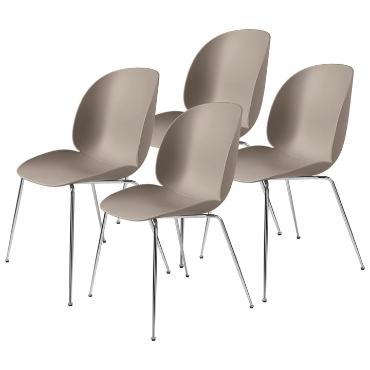 Chaise Beetle pieds chromés Lot de 4 - New Beige - Gubi