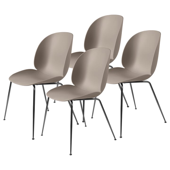 Chaise Beetle pieds chromés noirs Lot de 4 - New Beige - Gubi