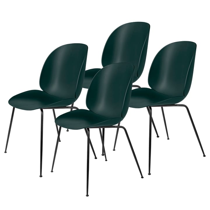 Chaise Beetle pieds noirs Lot de 4 - Dark Green - Gubi